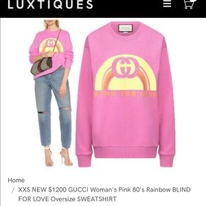 Gucci blind for love pink rainbow sweatshirt